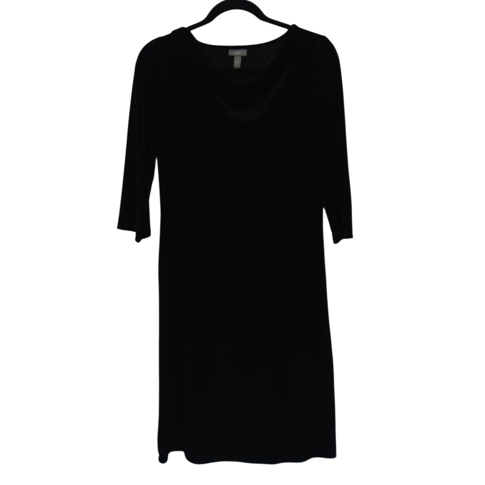 J. Jill Women's Dress S Black Stretch Velvet Cowl Neck 3/4 Sleeve